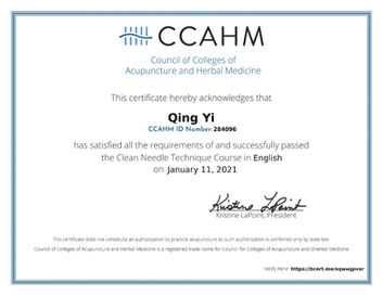 Clean Needle Technique certification for safe acupuncture practice